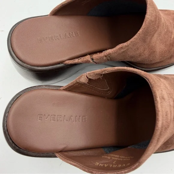 NEW Everlane Dark Umber Brown Suede Wooden Puffa Platform Clog 7 - Picture 13 of 16